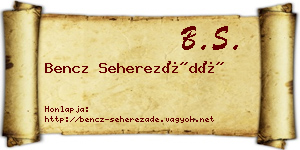 Bencz Seherezádé névjegykártya